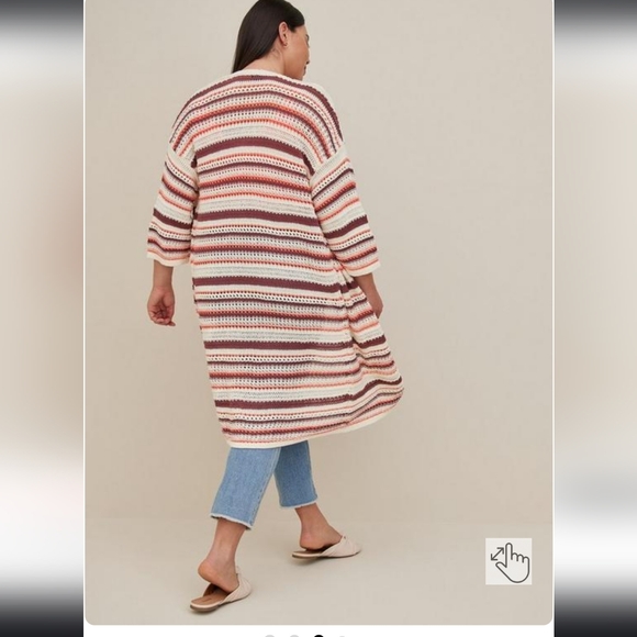 Torrid Size 0 - Kimono Cardigan - Cotton Multi Stripes - Picture 6 of 7